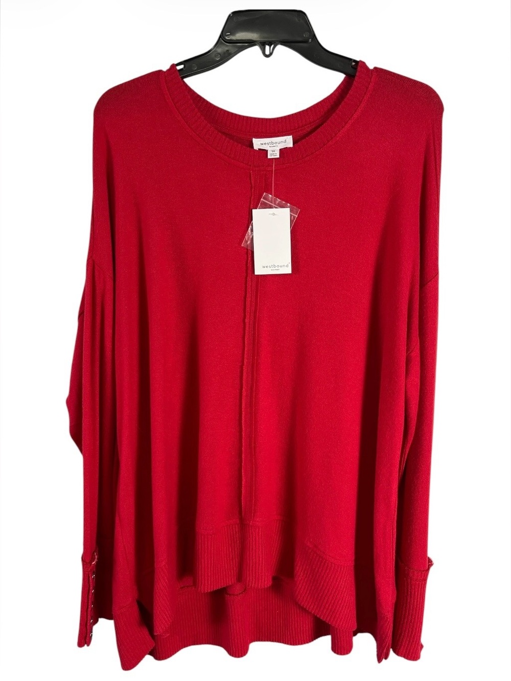 NWT Westbound Red Knit Long Sleeve Pullover Top Plus Size 1X
